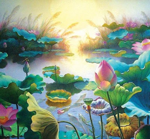 Tranh kính hoa sen TKS51